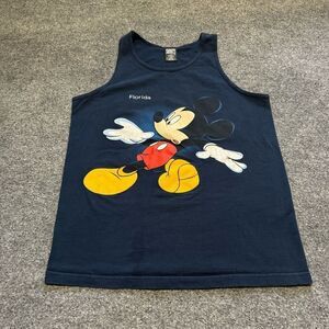 Vintage 90s Disney Mickey Mouse Florida Double Sided Tank Top Navy Sherry’s Best